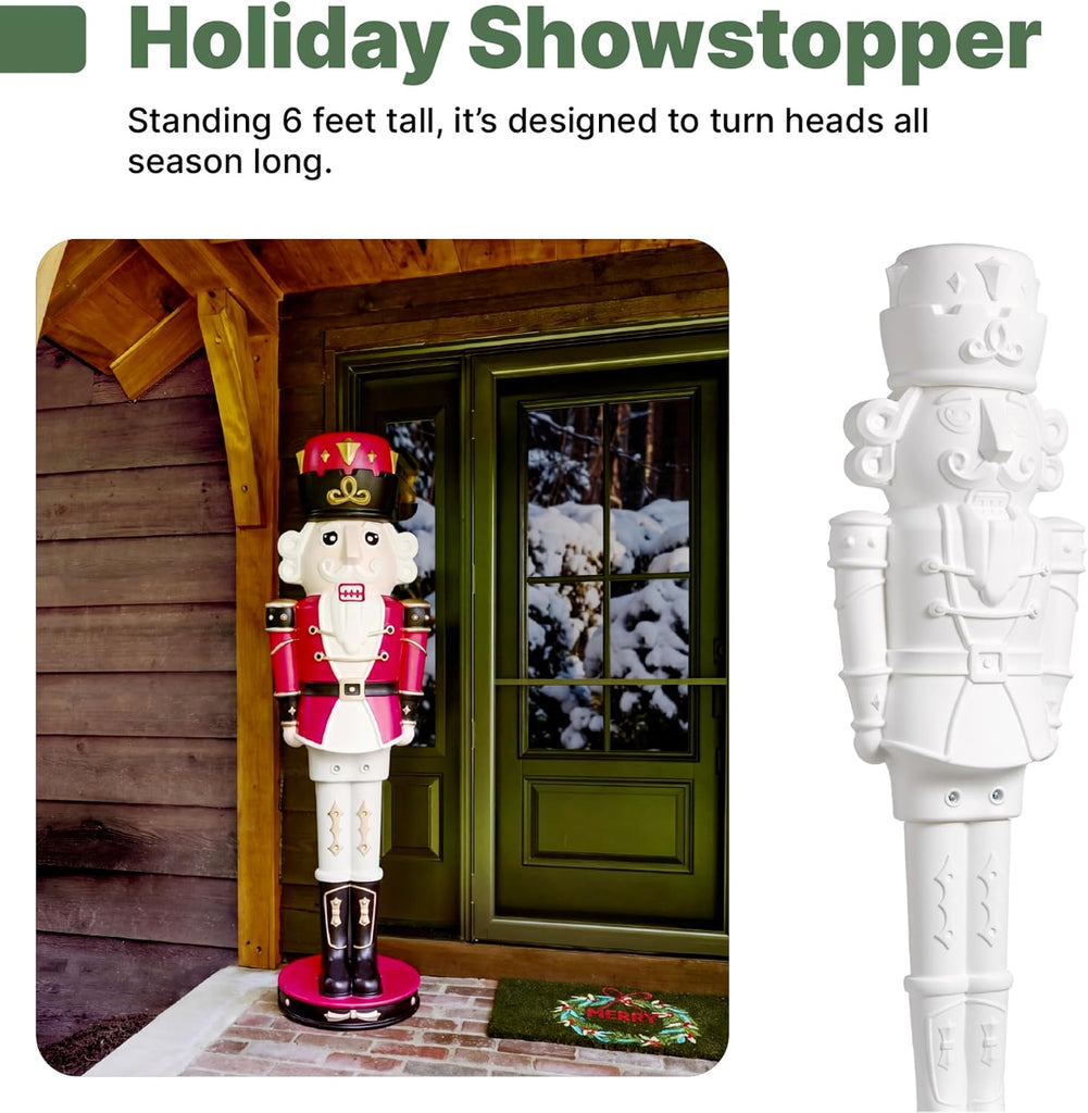 Nutcracker Prince Paintable DIY Holiday Statue, 6-Foot Tall, White