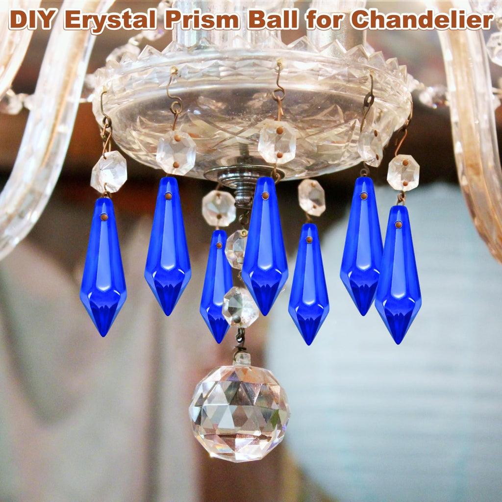 50-Pack Crystal Icicle Prisms, 34mm/1.34 Inch Chandelier Pendant Maker Hanging Crystals Chandelier Prisms