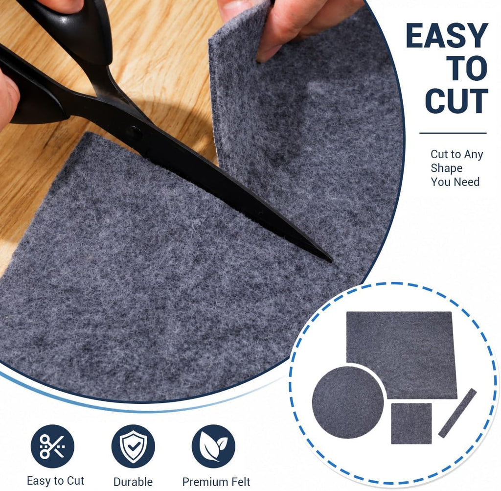 Non Slip Rug Pad 8x10 Ft, 1/8 Inch Thin Felt & Rubber Backing, Non Skid Rug Gripper for Hardwood Floors, Anti-Slip - Set of 80