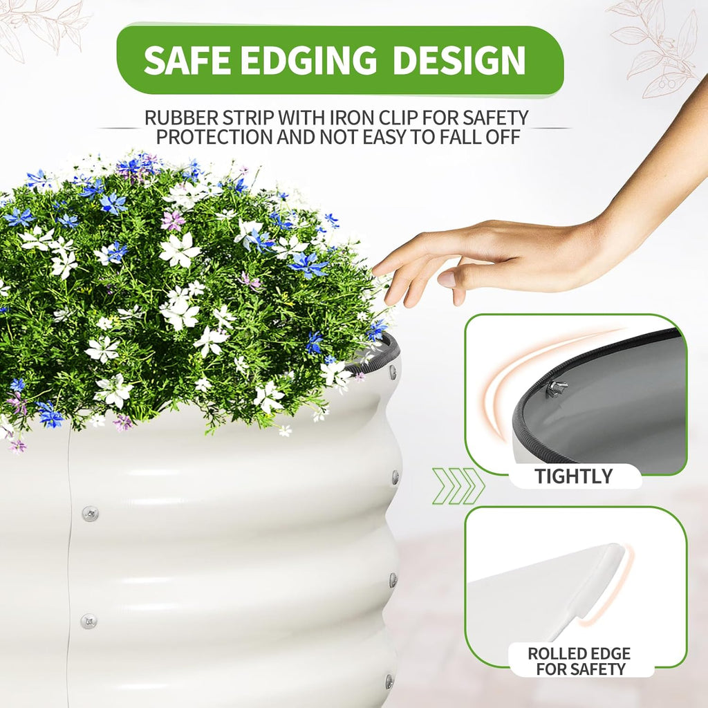 Galvanized Raised Garden Bed - 2 Pcs 6x2x1.4FT Planter Box, White | Raised Beds for Gardening Outdoor, Metal Flower
