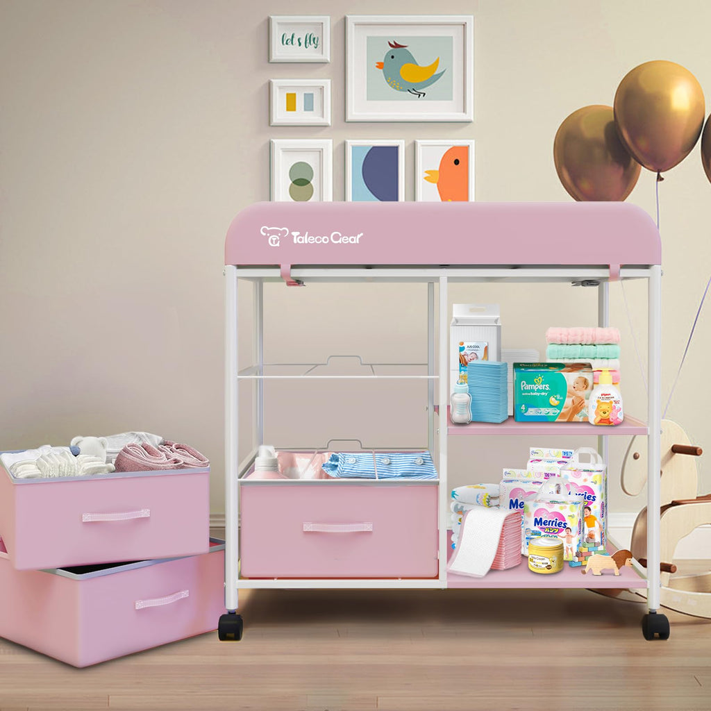 Baby Changing Table, Portable Changing Table, Diaper Changing Station with Waterproof Pad, Changing Table Dresser