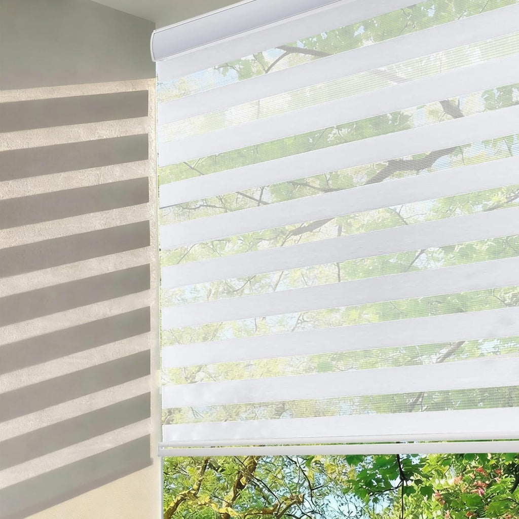Cordless Zebra Blinds for Windows, Modern Dual Layer Zebra Blinds with Light Filtering & Privacy Control,Easy Install
