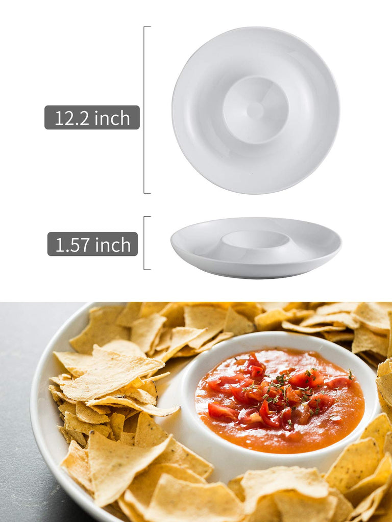 Chip & Dip Serving Set of 1, Porcelain Divided Serving Tray,12-inch