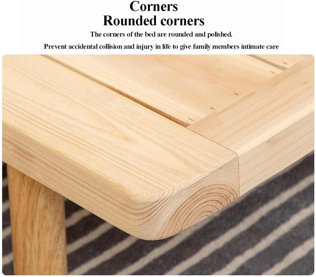 Modern Solid Wood Floating Platform Bed Frame, No Headboard Tatami Style with 9 Adjustable Legs
