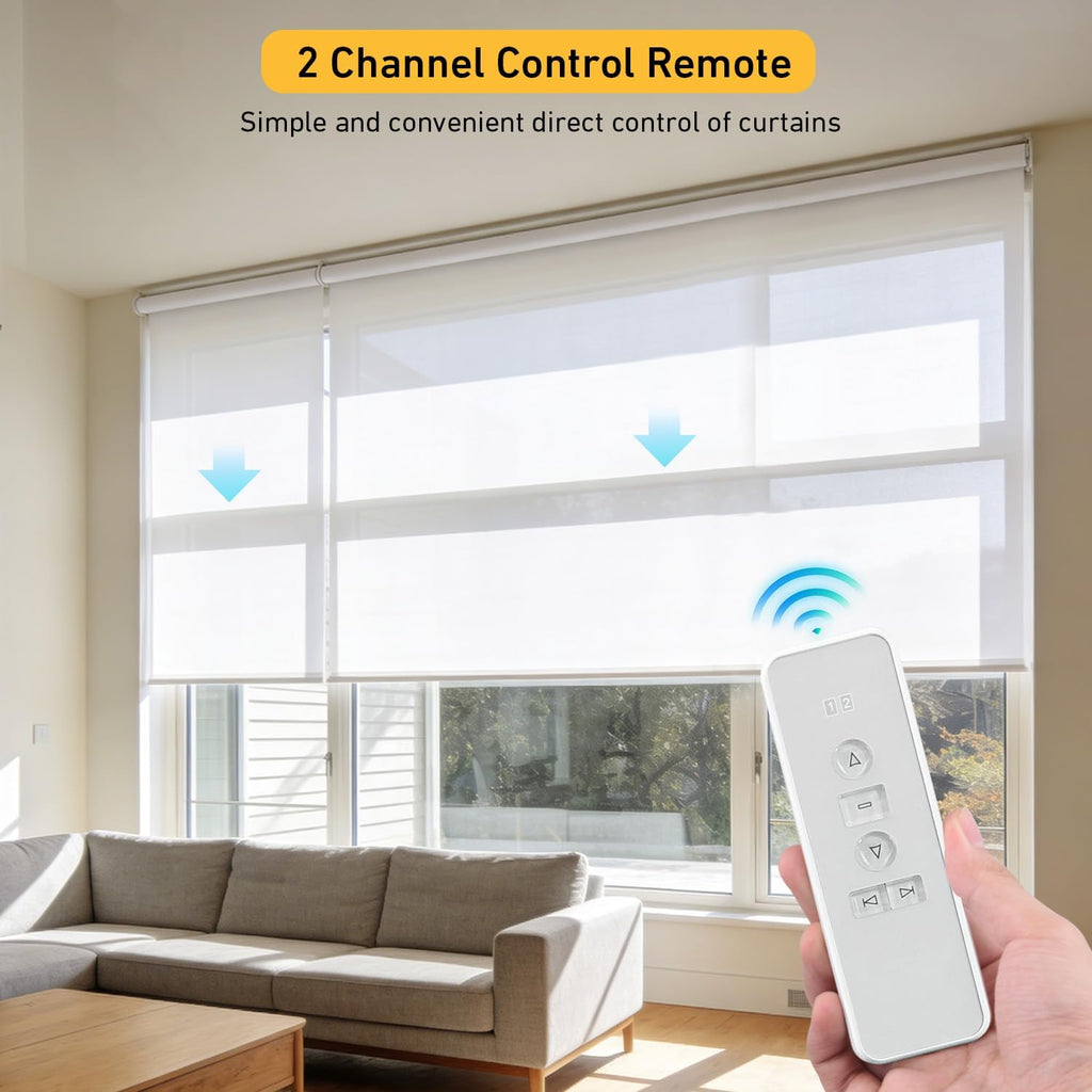 2 Channel Controller, RF433.92 Transmitter, Motorized Roller Shade Accessories for Motorized Blinds & Shades - White