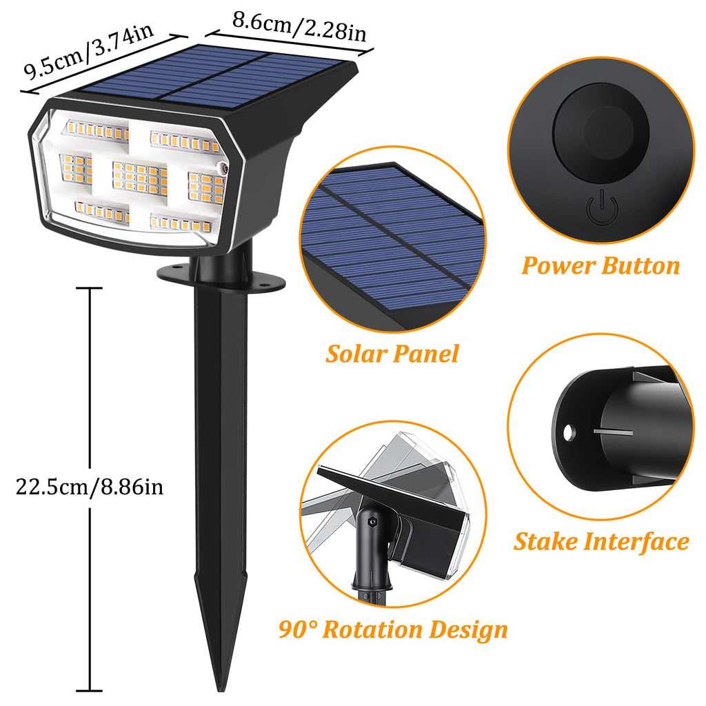 8-Pack Solar Spot Lights Outdoor Waterproof, Landscape Spotlight Warm White