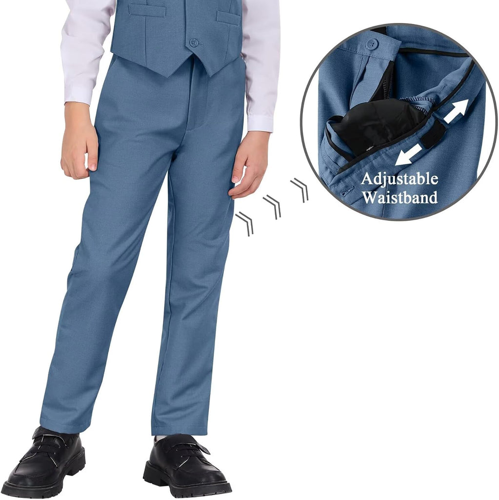 Boys Formal Suit Kids 5 Piece Suit Jacket Pants Set with Shirt Tie