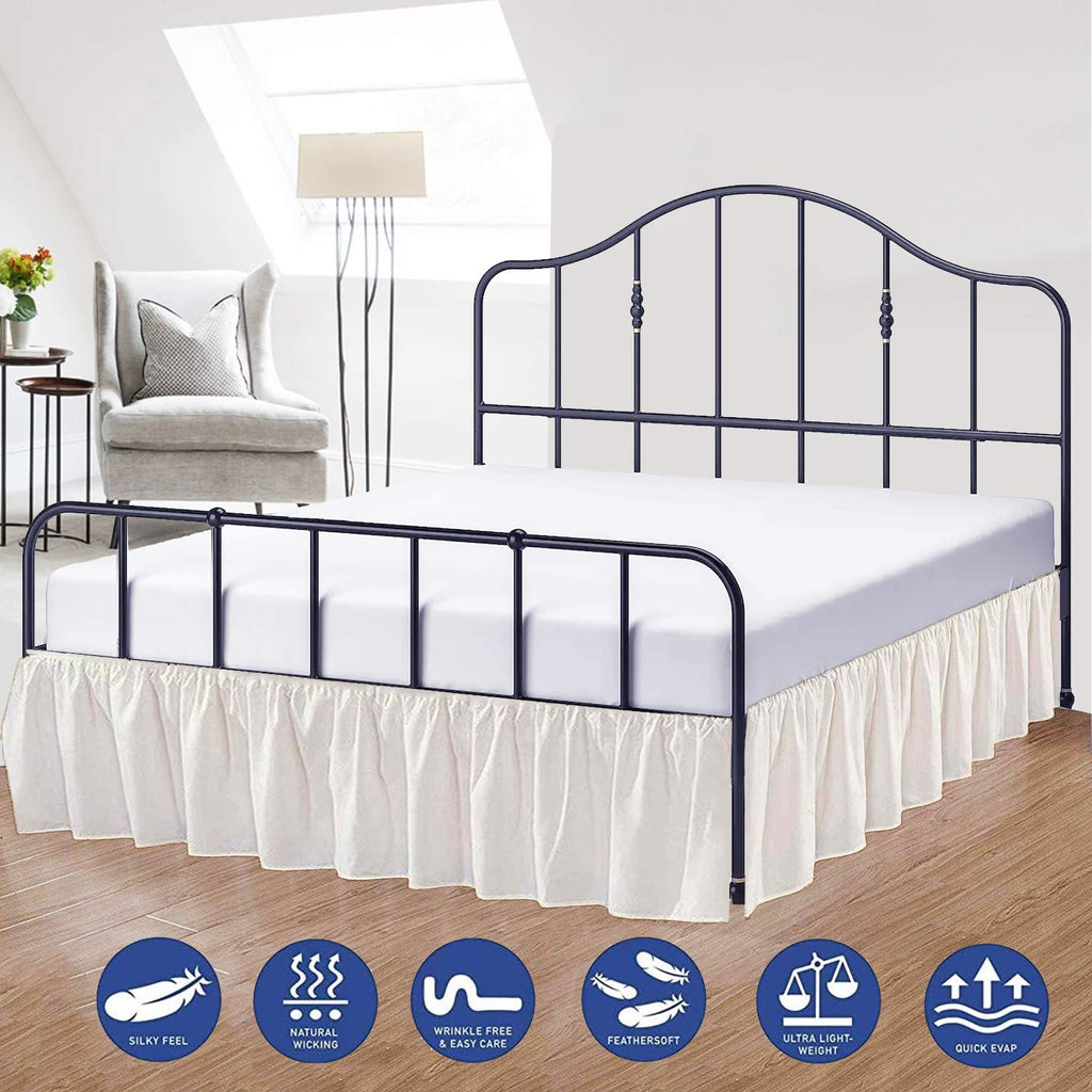 Ruffled Bed Skirt with Split Corners Three Side Coverage-King Size Dust Ruffles Bed Skirts 14 Inch Drop Expertise