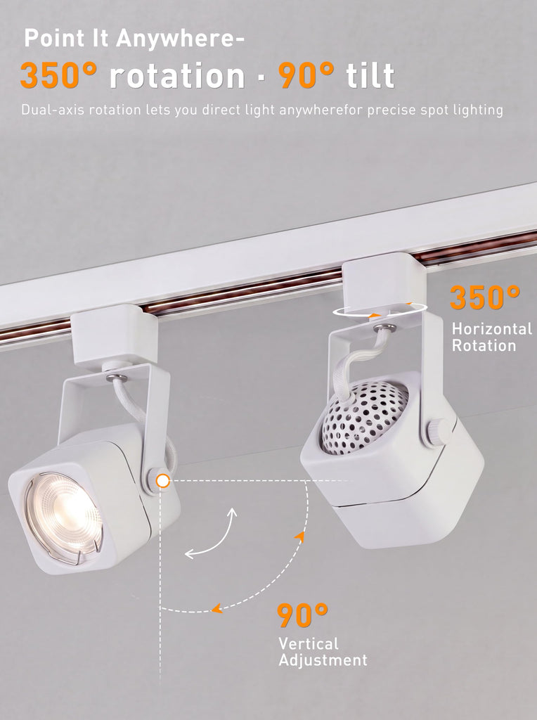 [12 Pack] H Type Track Lighting Heads to Gu10 Base Socket Light Direction Adjustable,Square,White