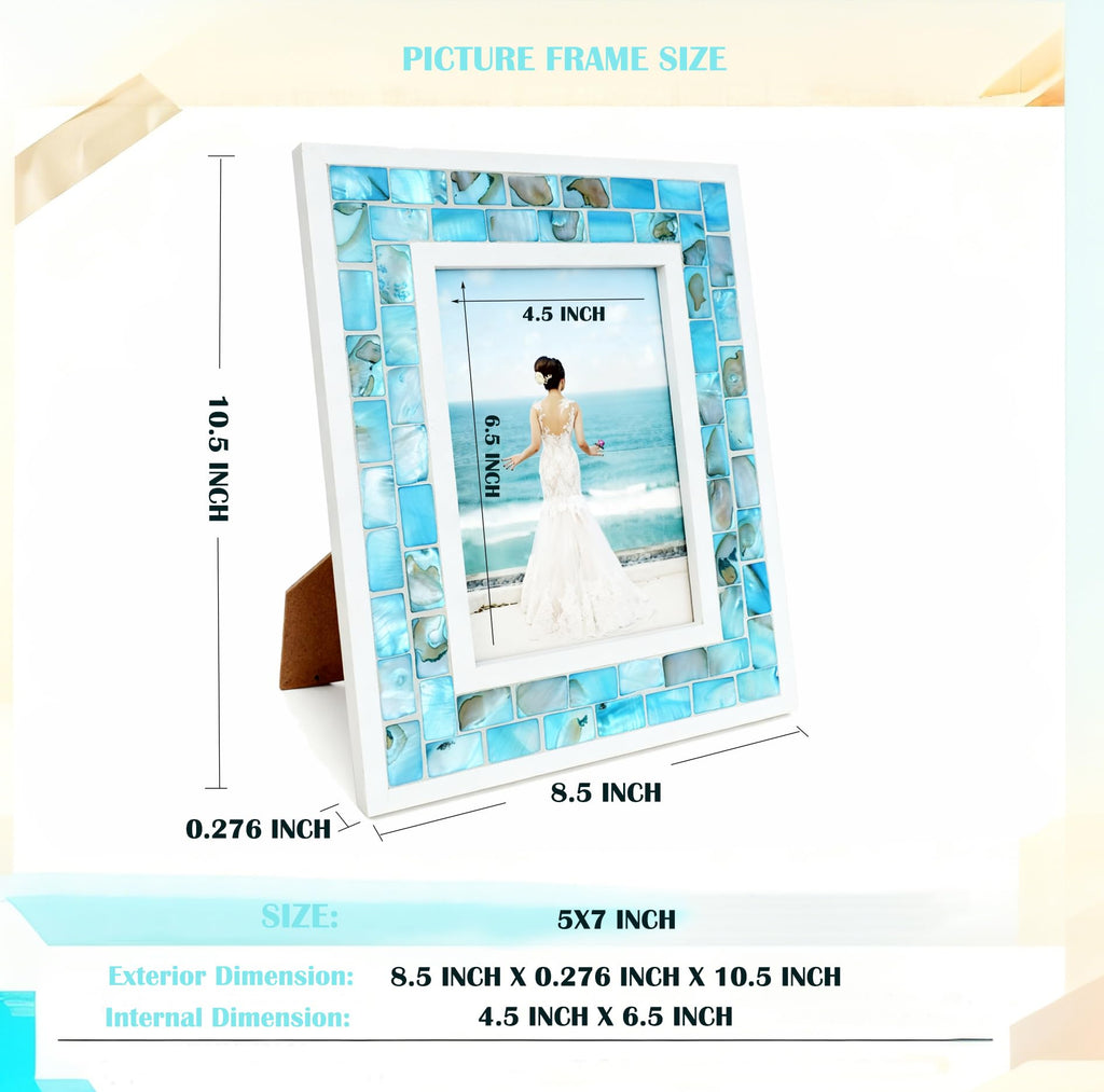 Blue Beach Picture Frame 5x7, Tabletop, 1pc