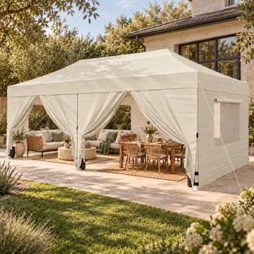 10x20 FT Pop Up Canopy Tent with Sidewalls & Mesh Windows