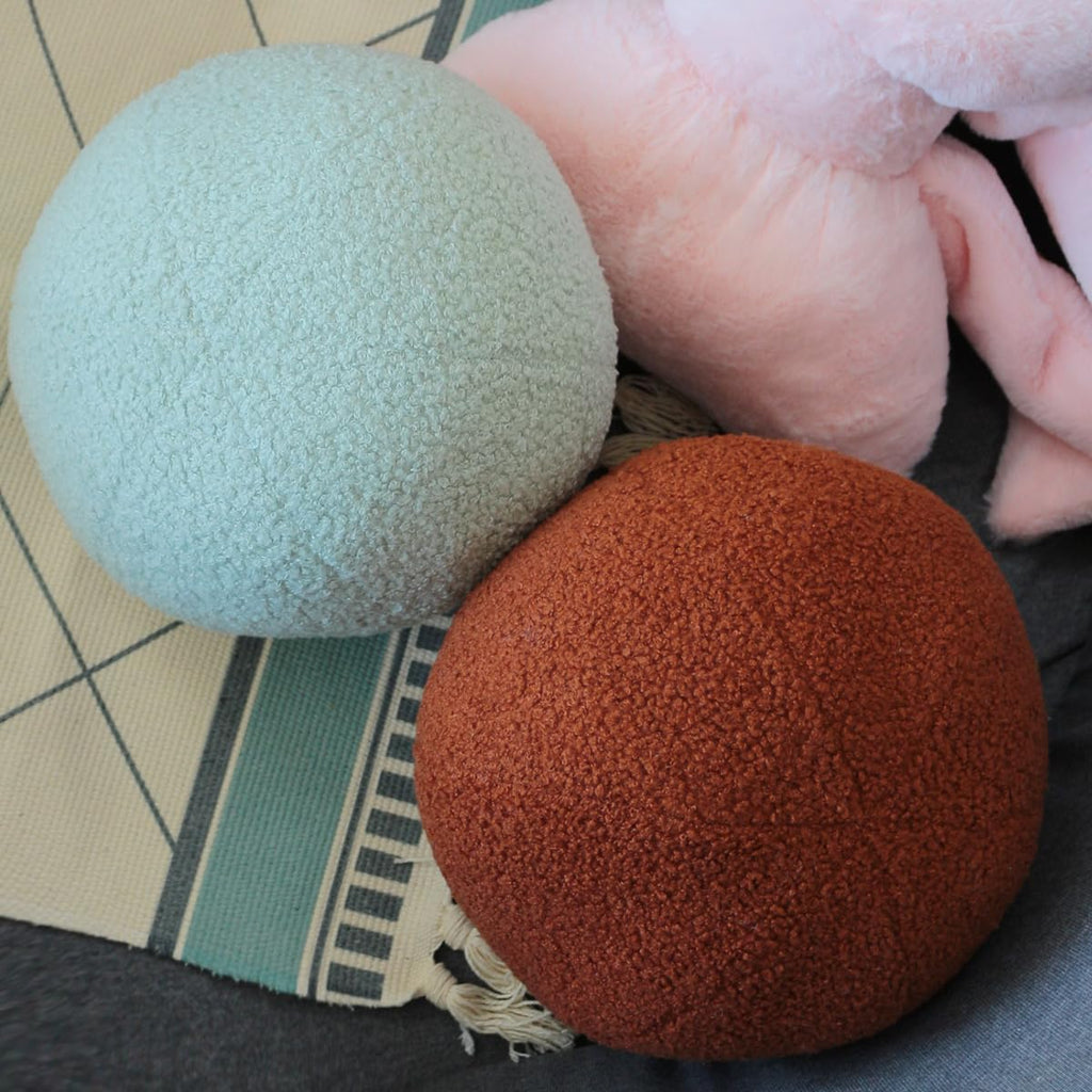 Boucle Ball Throw Pillow 9.8in Nordic Round Pillow Sphere Shaped Pillows Ball Pillow Decorative Throw Pillow for