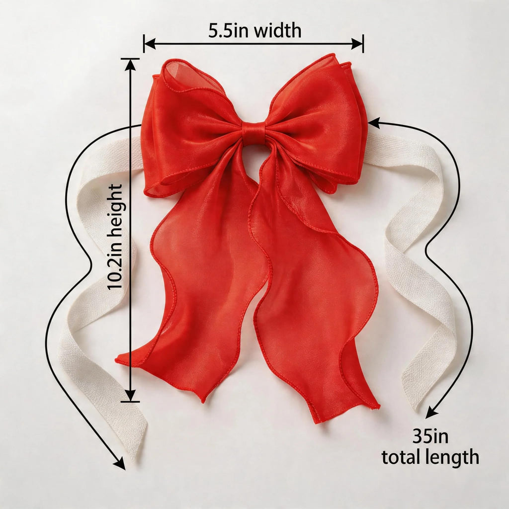 French Lace Bow Curtain Tiebacks, Red - 2 Pack
