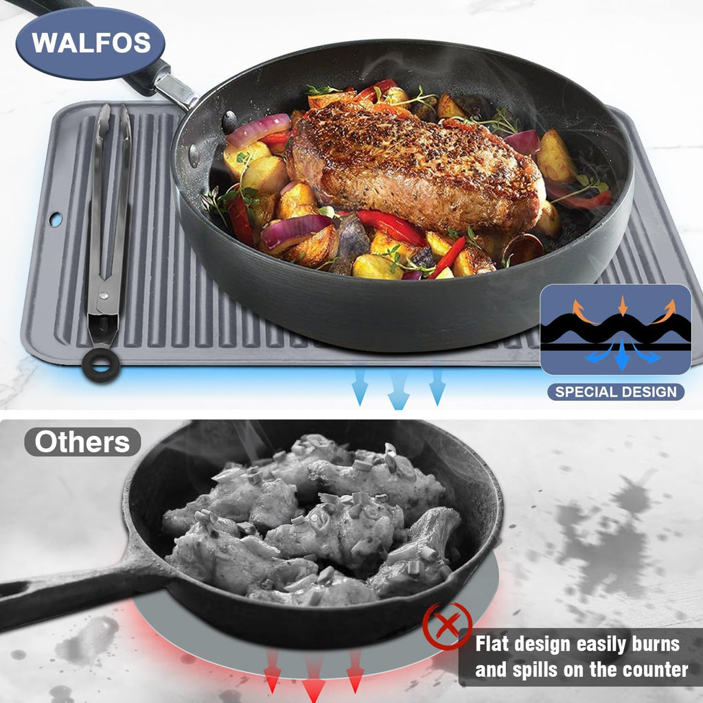 Large Silicone Trivet 16x12 Inch, Hot Pads, Heat Resistant Pot Holders Trivets for Hot Dishes, Hot Pots and Pans - Set of 2