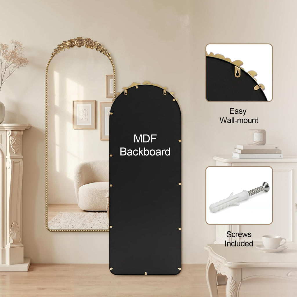 Vintage Full Length Mirror 19"x53" Gold Full Body Mirror