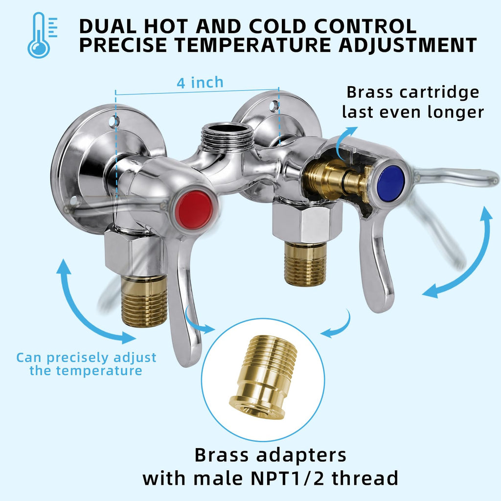 Outdoor Shower Kit Brass 4 Inch Center Valve 59 Inch Hose Chrome Polish