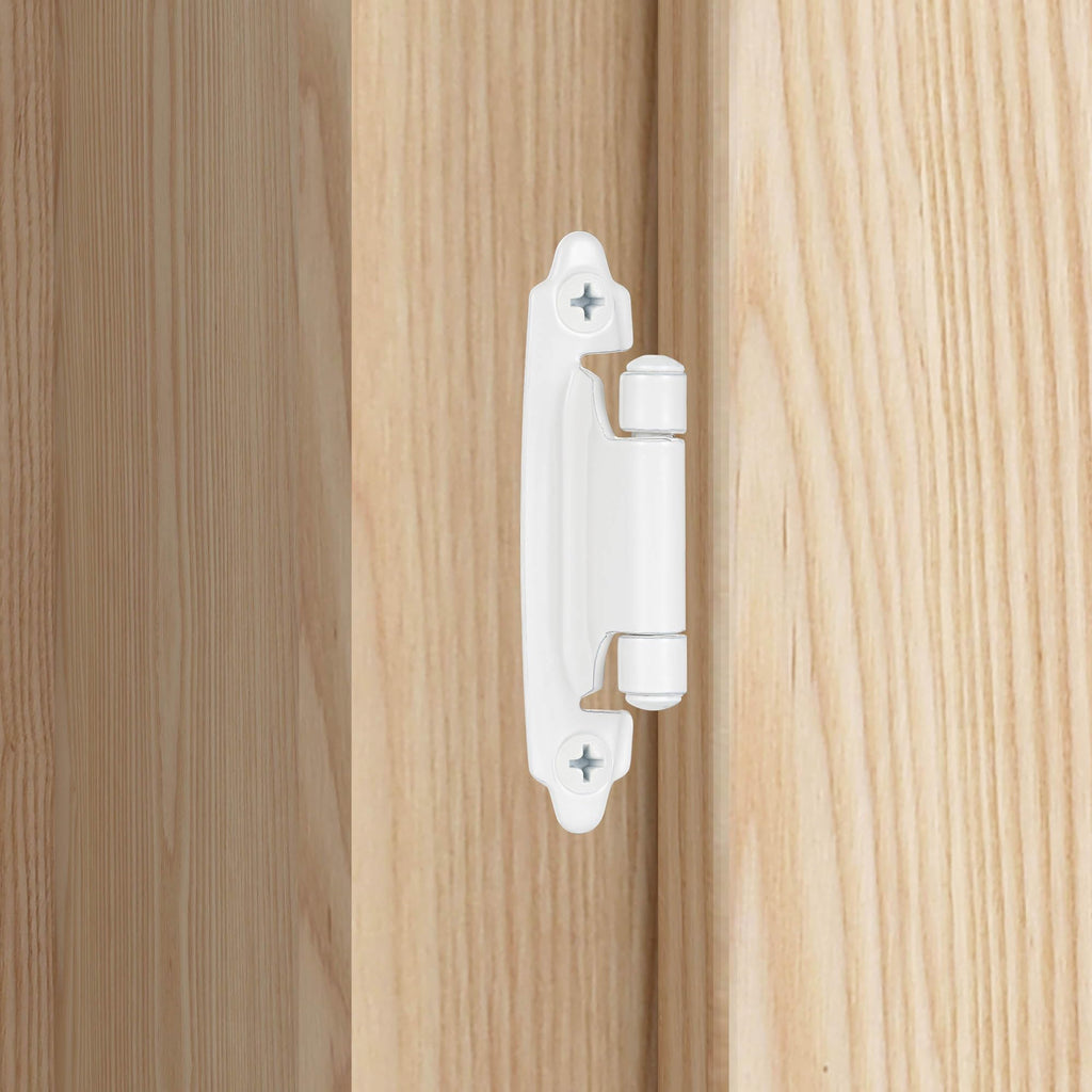 White Cabinet Hinges, 3/8" Inset, 4 Pack