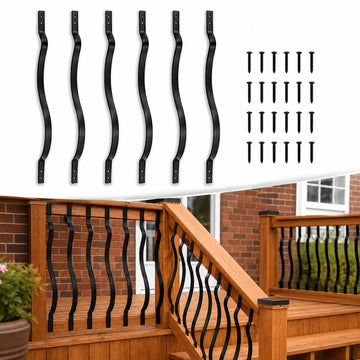 25 Pack 32.25 Inch Curved Black Aluminum Deck Balusters