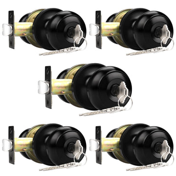 Keyed Entry Door Knobs, Exterior Interior Door Knob with Lock 5 Pack, Bedroom Bathroom Door Knobs with Same Key