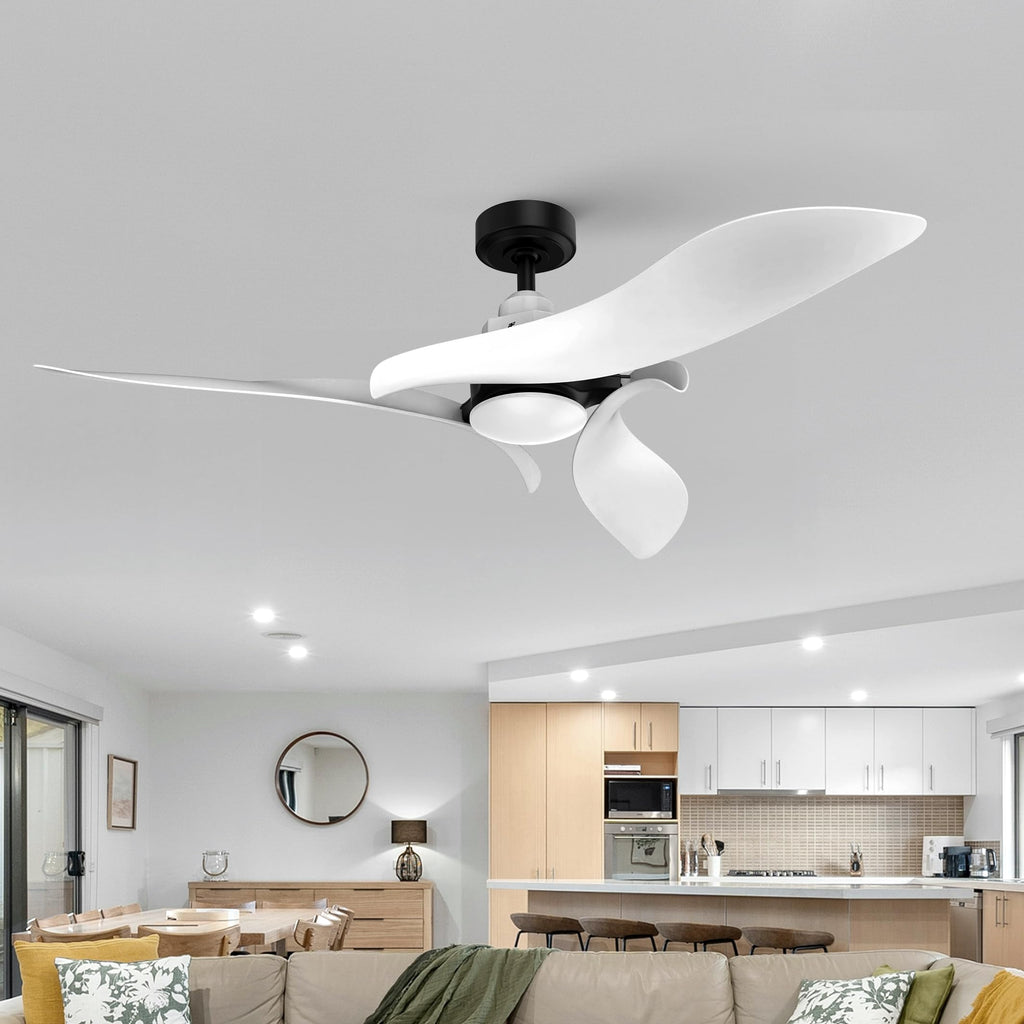 Gyro Ceiling Fans with Lights and Remote, 54 Inch Modern Bedroom Ceiling Fan with 3 Sculpted Blades, Reversible Ultra