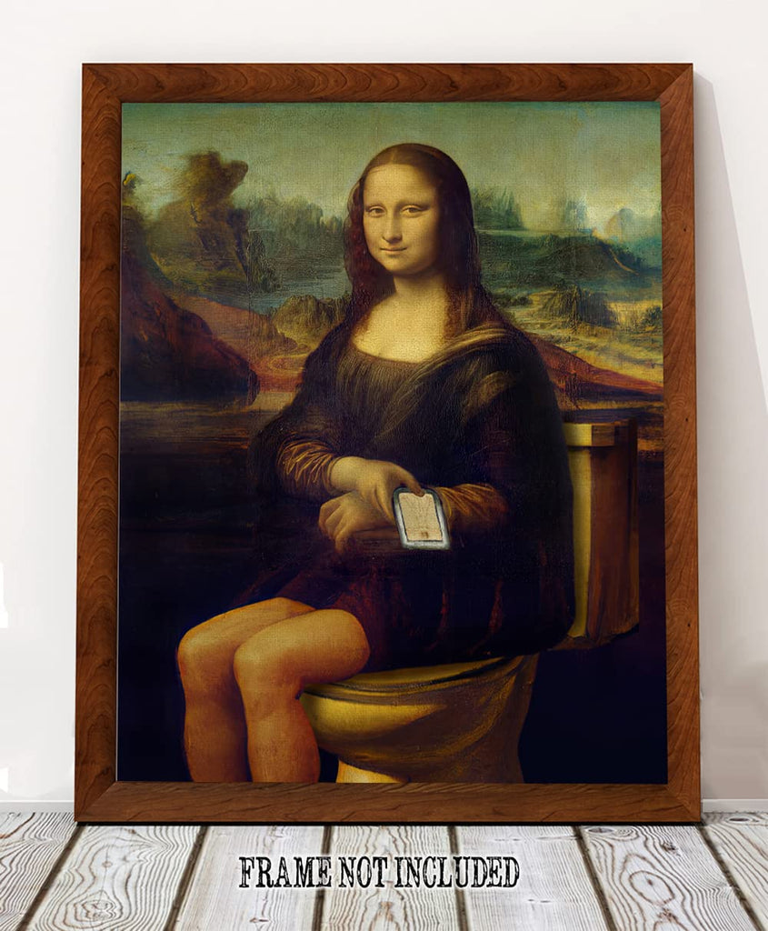 Mona Lisa on the Toilette 28x36 Unframed Print - Satirical Parody s, Dorm Rooms, Modern Art Studios or Cafes - Humor