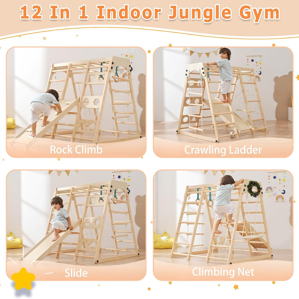 Indoor Jungle Gym 12 in 1 Toddler Playground Foldable Climbing Toys