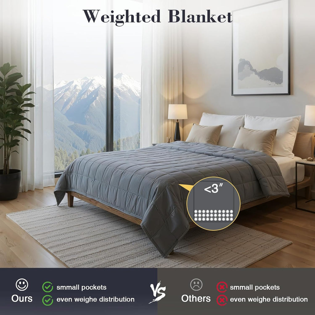Weighted Blanket for Adults, Grey Cooling Heavy Blanket for Sleeping Perfect for 190-210 lbs, Queen Size Breathable