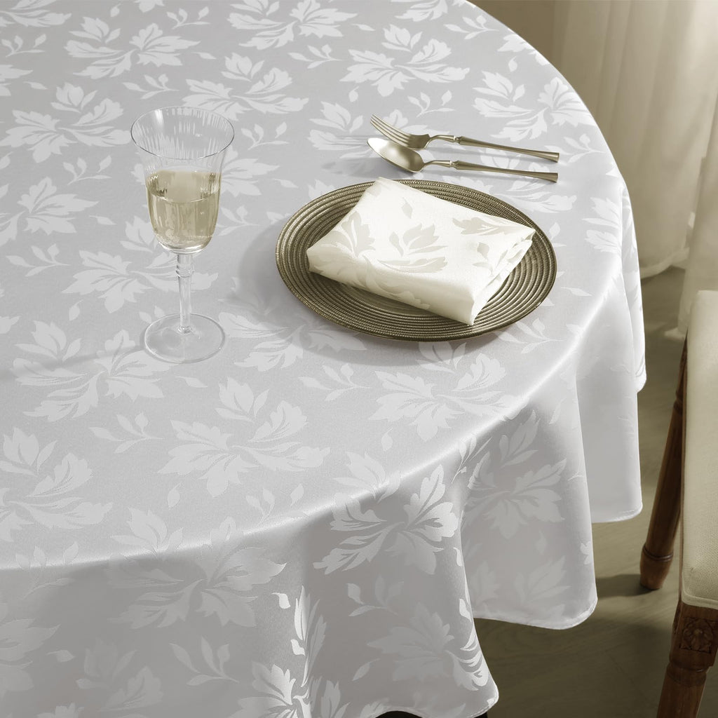 Jacquard Round Tablecloth 70 Inch, White