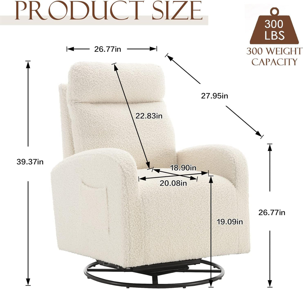 Modern Swivel Glider Chair, Upholstered Accent Glider Rocker for Baby Nursery, Comfy Tall Back Rocking Armchair with