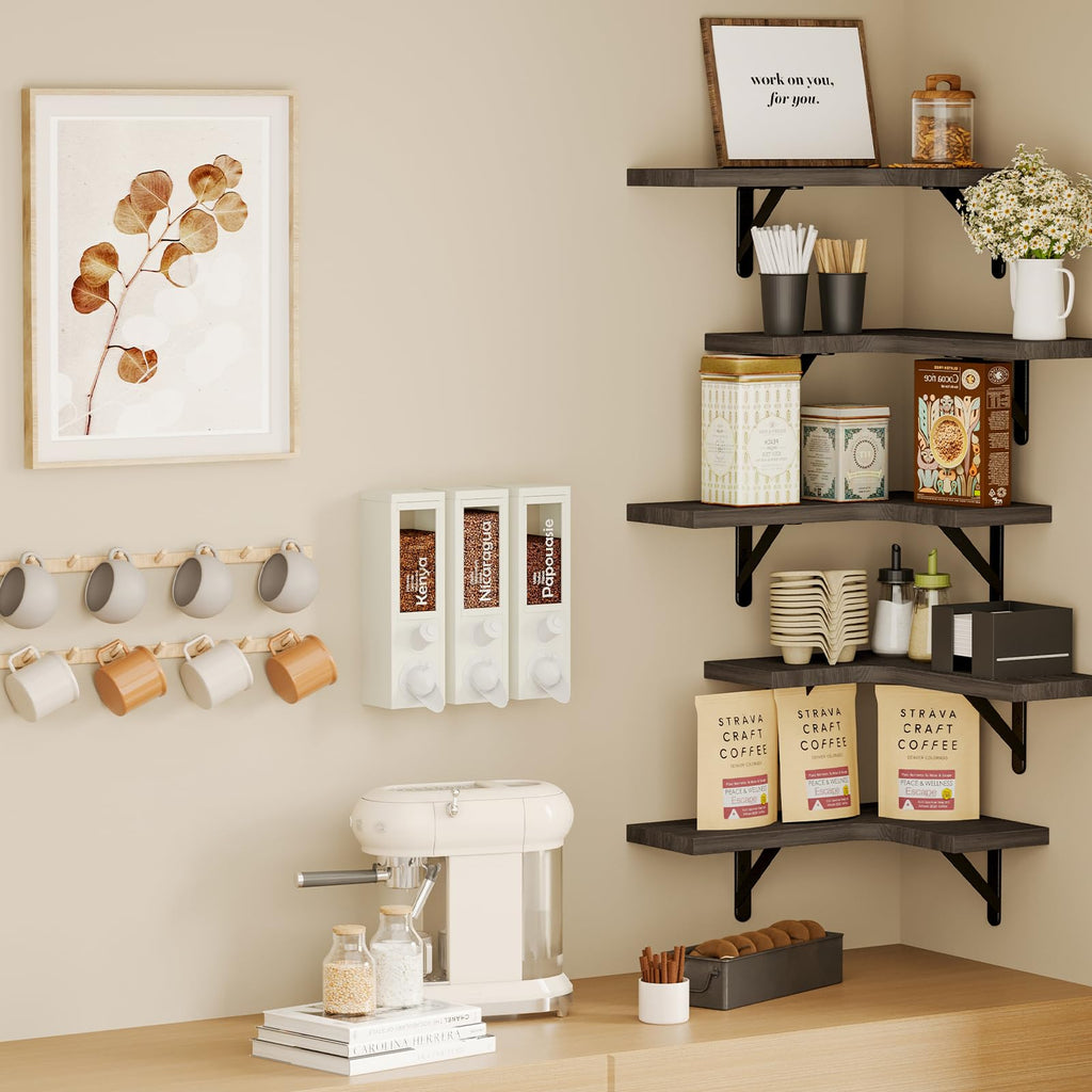 Conner Shelves Wall Mounted for Decor, Weathered Grey Set of 5