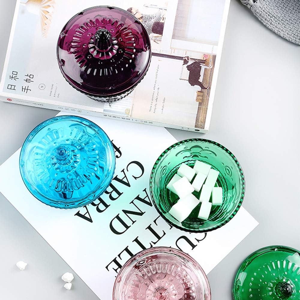 European Retro Nostalgic Three-Dimensional Relief Color Glass Jar Candy Jar Seasoning Jar With Lid