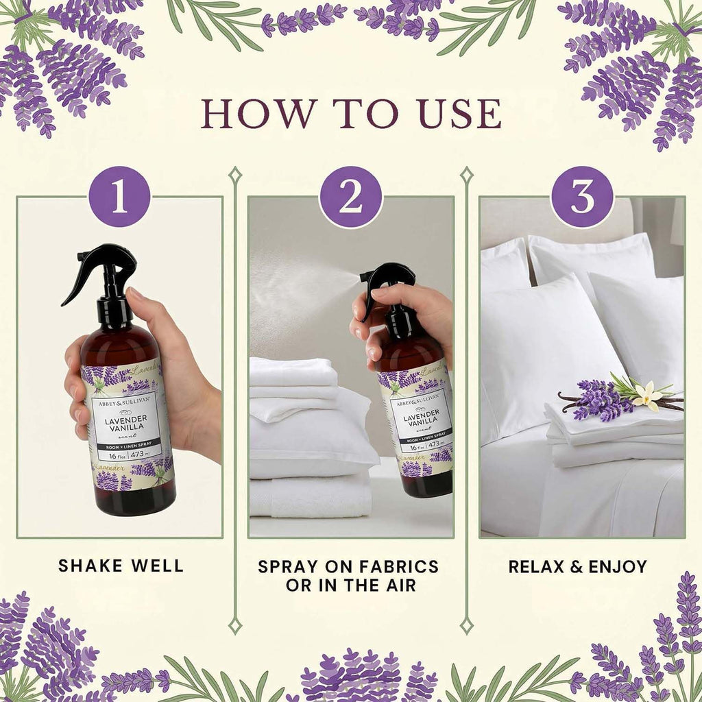 Linen Spray, Lavender Vanilla, Fabric Freshener and Odor Eliminator, 16 oz - Set of 2