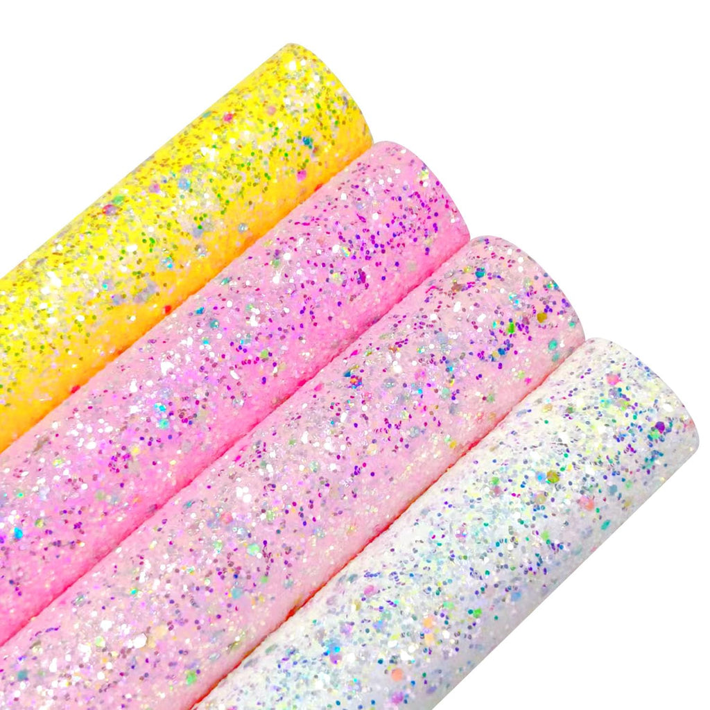 Chameleon Crystal Candy Color Chunky Glitter Fabric Sheets, Multicolor Faux Leather Material for Bows Crafts