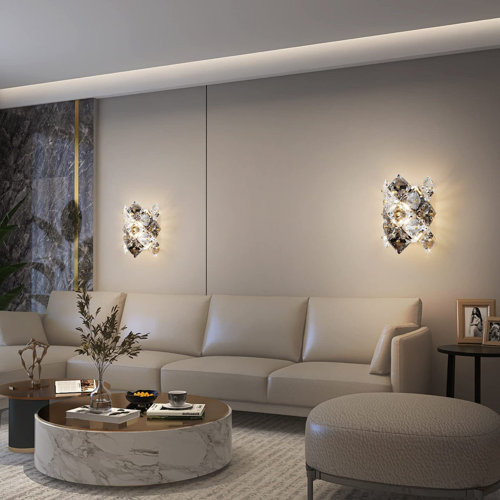 Modern Crystal Wall Sconces,Chrome Wall Light Fixtures,Luxury Indoor Wall Lamp,K9 Crystal Vanity Wall Mount
