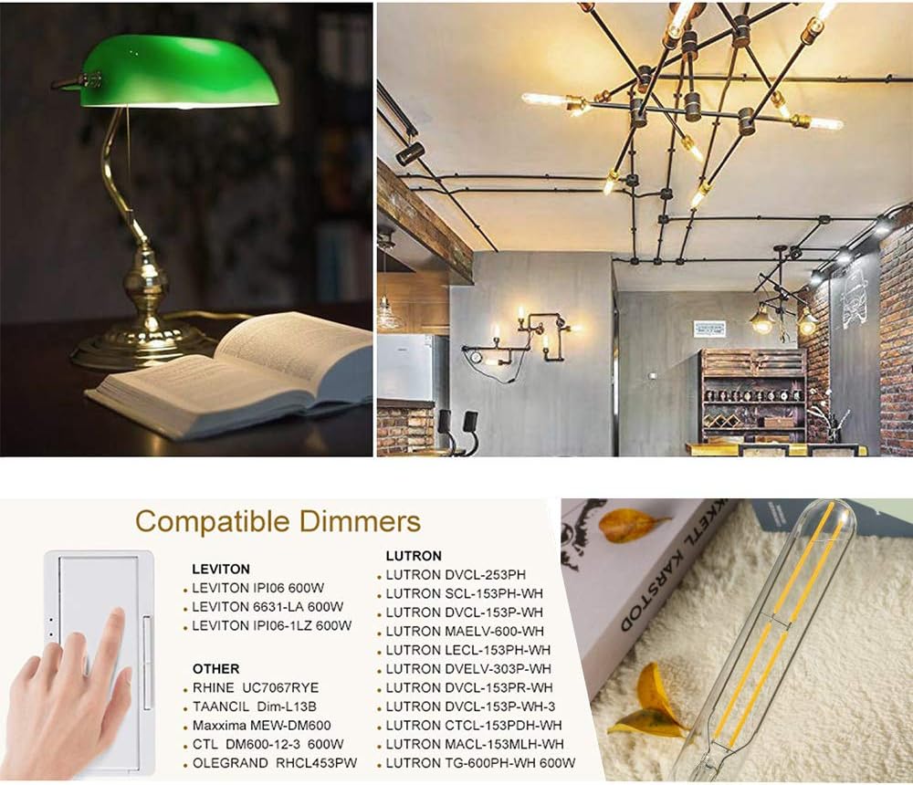 T10 Led Bulb Dimmable 6W Led E26 Tubular Bulbs Soft White 3000K 60 Watt