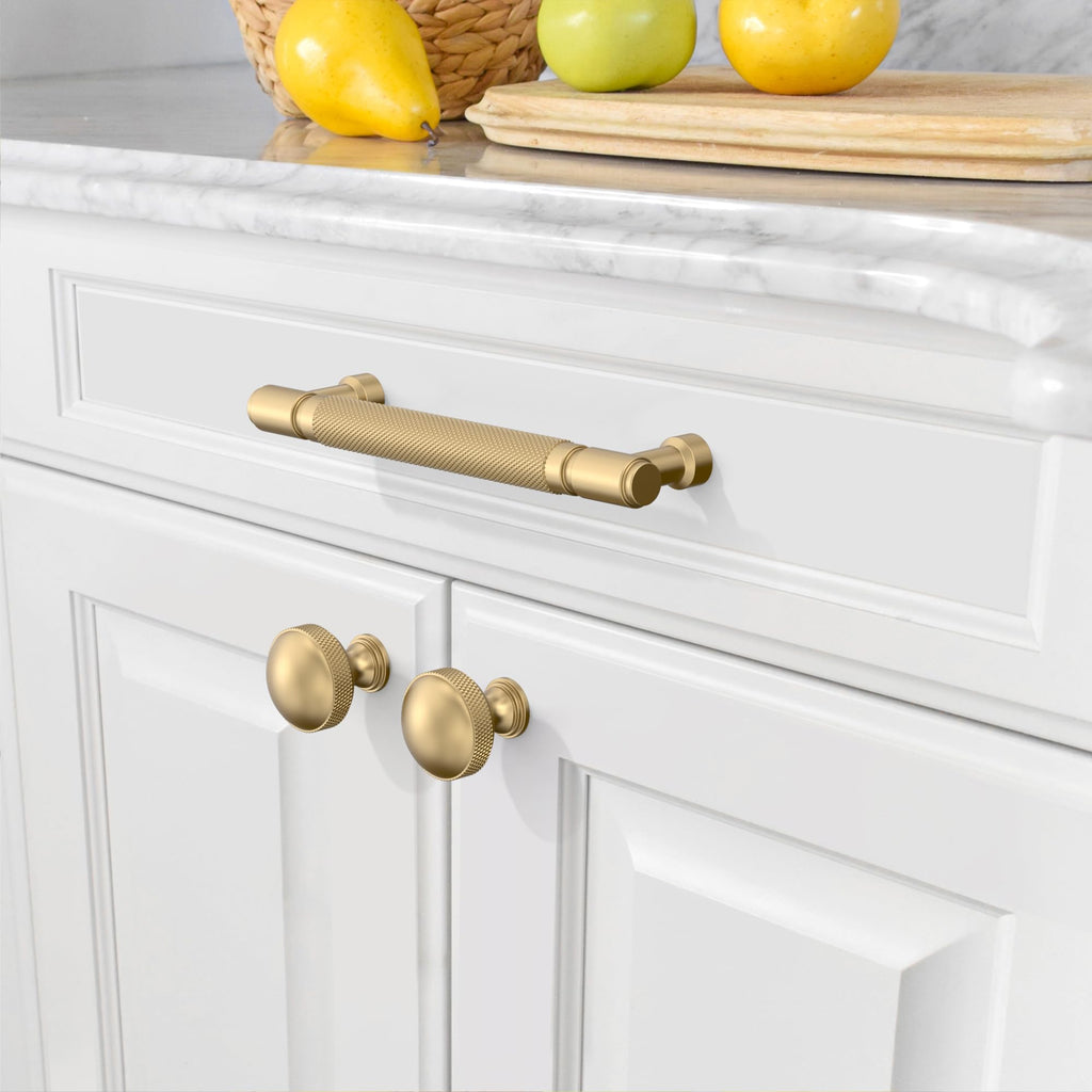 10 Pack Champagne Bronze knurled Cabinet Pulls 5"