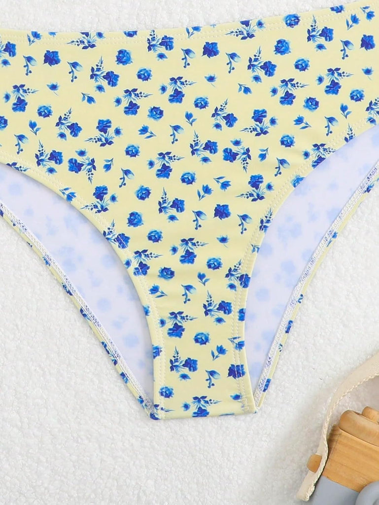 Girls 2 Piece Bikini Sets Twist Front Gingham Ditsy Floral Print Adjustable Straps Bathing Suit Tween Beach Swimwear