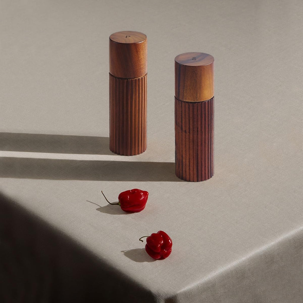 Acacia Wood Salt and Pepper Grinder Set with Ceramic Grinder - Set of 2