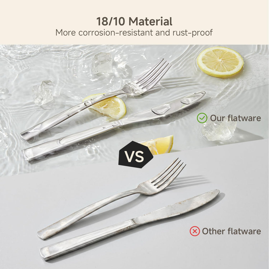 Silverware Set for 6, 30 Piece 18/10 Stainless Steel Flatware Set, Mirror Polished Cutlery Set with Knives Forks