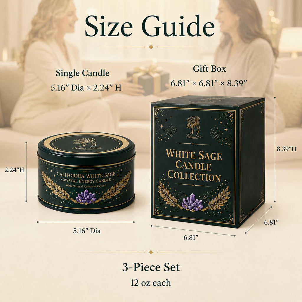 Sage Candle for Cleansing, 3 Pack Scented Candle Soy Candles with Crystals