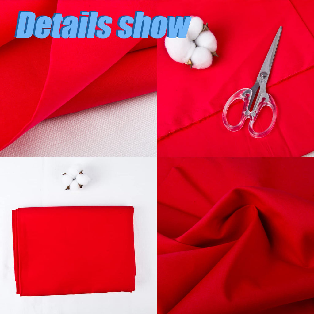 5 Yard Red Cotton Fabric, Natural Cotton Poplin Fabric by The Yard, 59 Inches Wide 100% Cotton Fabric, Soft Embroidery