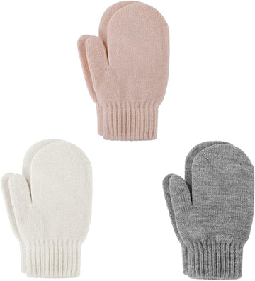 Toddler Mittens Ages 1-3, Warm Winter Knit Mittens for Boys Girls