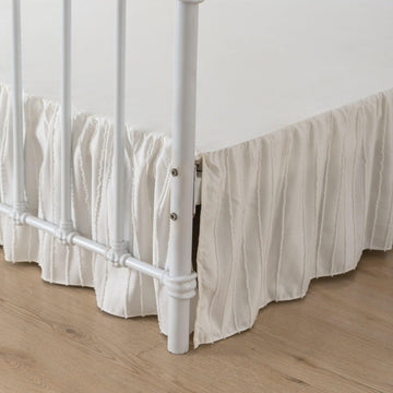 Bed Skirt - Ruffled Bed Skirt - with Split Corners - Ivory