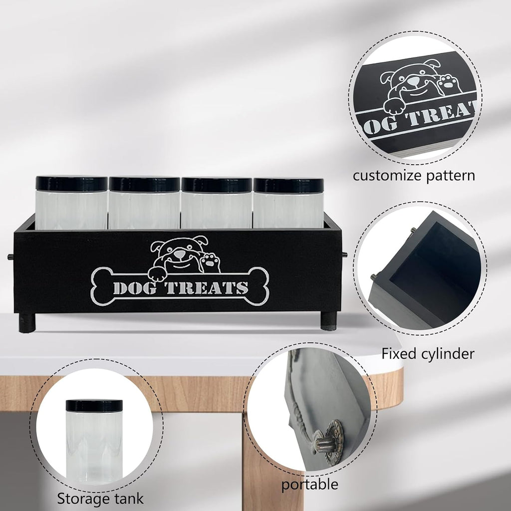 Large Dog Treats Container, Dog Cookie Jar for Dogs Cat Treats Container, Farmhouse Wood Pet Treats Storage Organizer