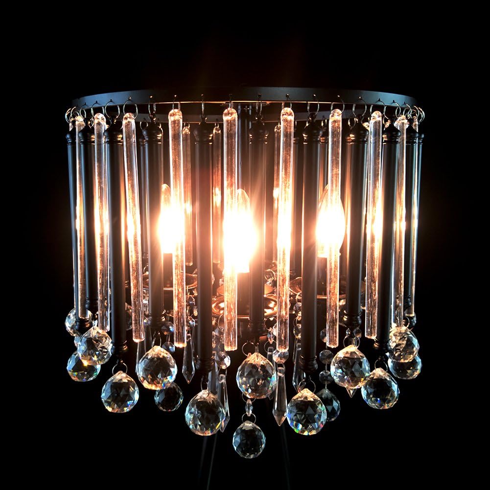 KU300168 Unique Romance Crystal Tripod Floor Lamp Black Suitable,Coffee Shop,4 Lights