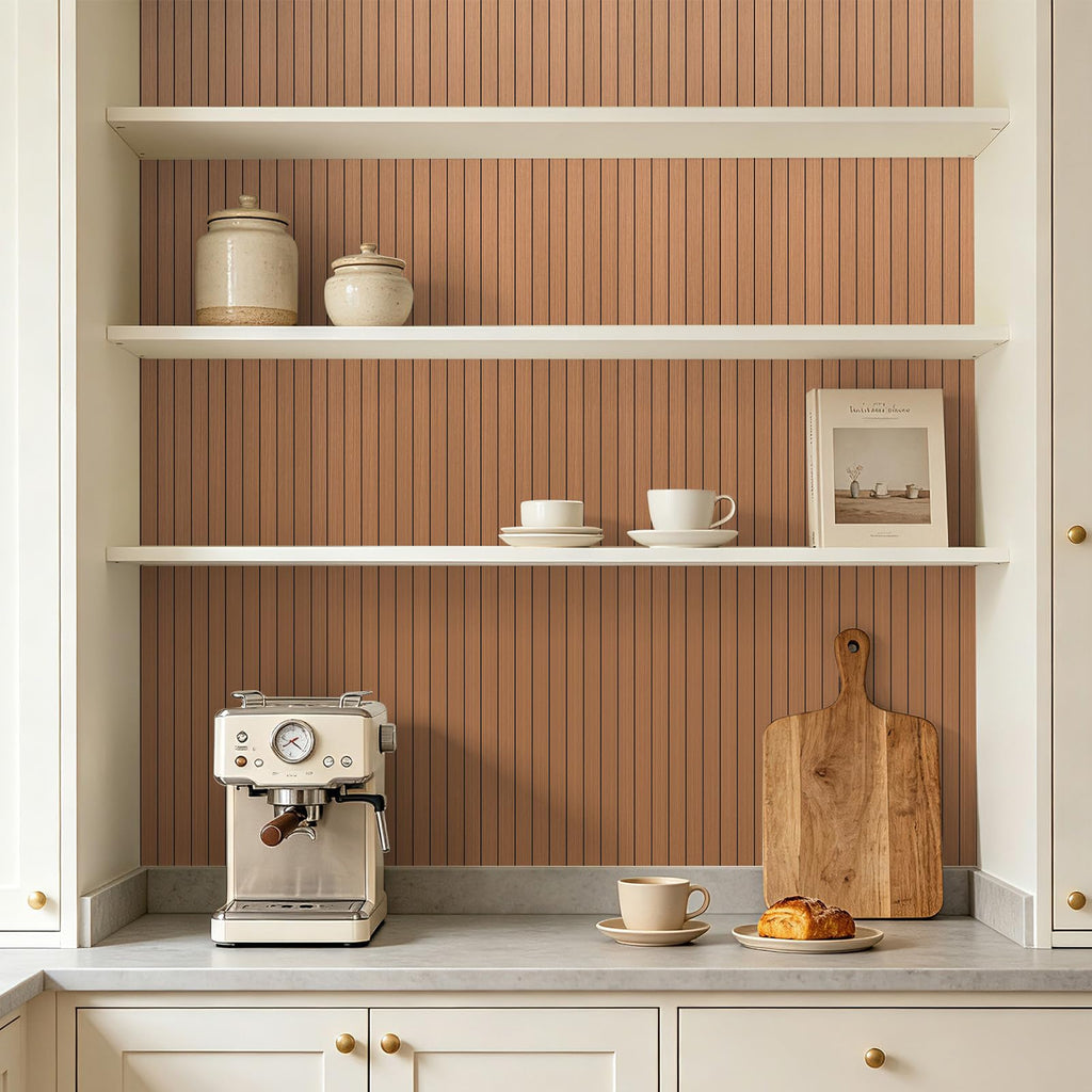 6-Pack Peel and Stick Wood Panels for Wall PVC, Walnut