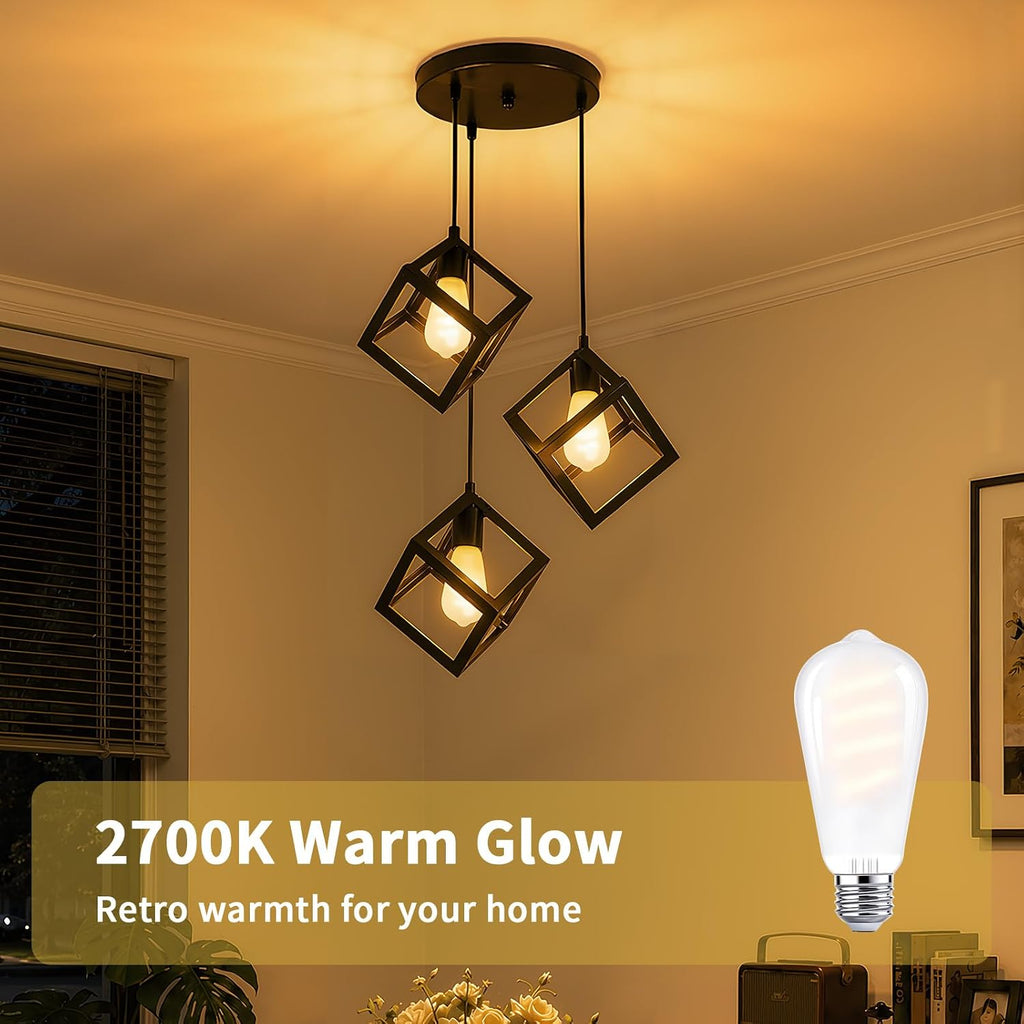 ST58 6-Pack Dimmable E26 Edison Bulbs,Soft White Frosted LED Bulbs