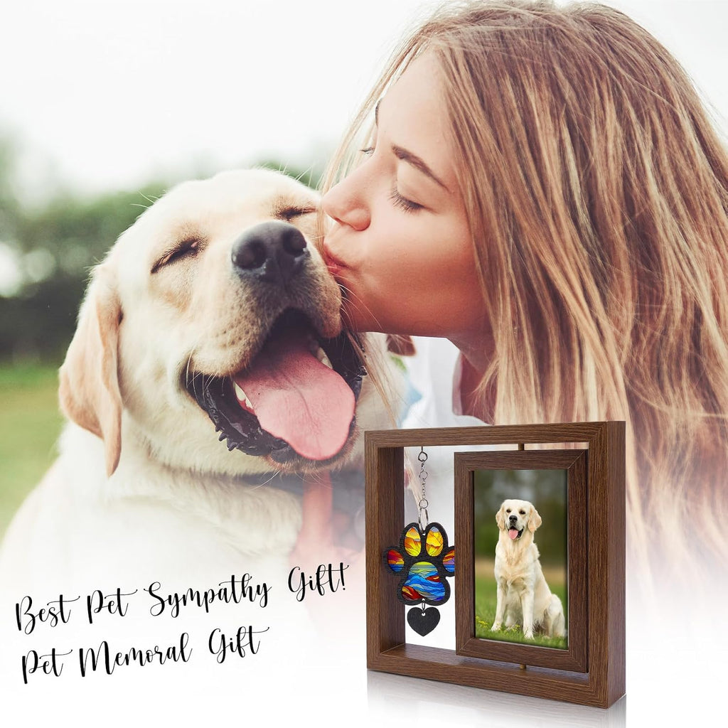 Dog Memorial Picture Frame, 4x6 Wooden Frame, Pet Loss Gift, Paw