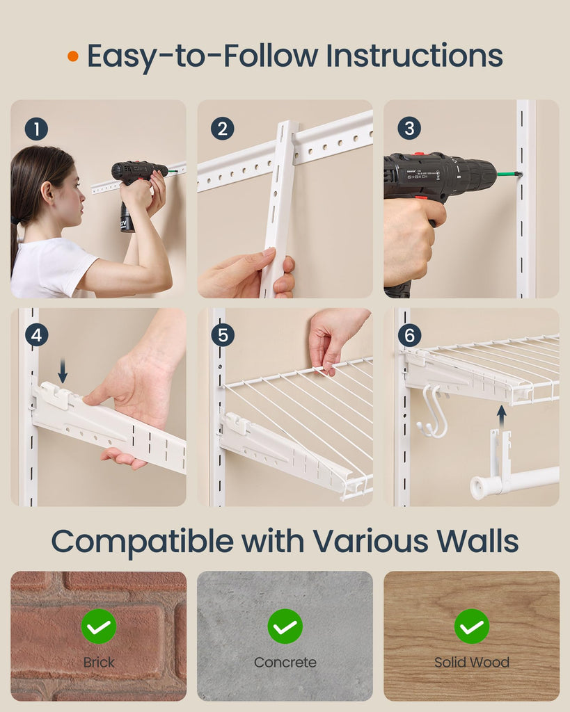 Closet System, Closet Insert Organizer, 3-6 ft Closet Shelves