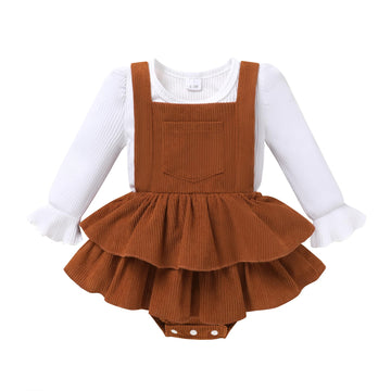 Newborn Baby Girl Fall Winter Outfits Long Sleeve Romper Corduroy Overall Dress Infant Skirt Clothes Sets